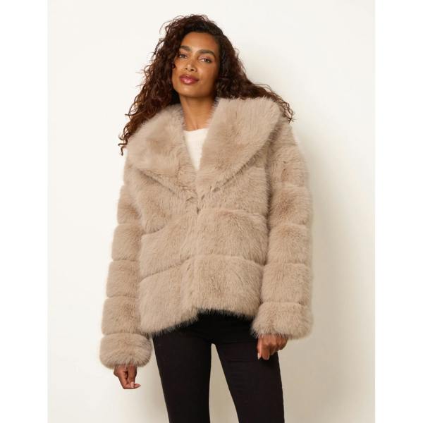 Blue Vanilla Faux Fur Cropped Jacket