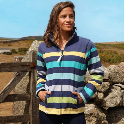 Lazy Jacks LJ32 - Full Zip Striped Sweatshirt - Twilight Pistachio