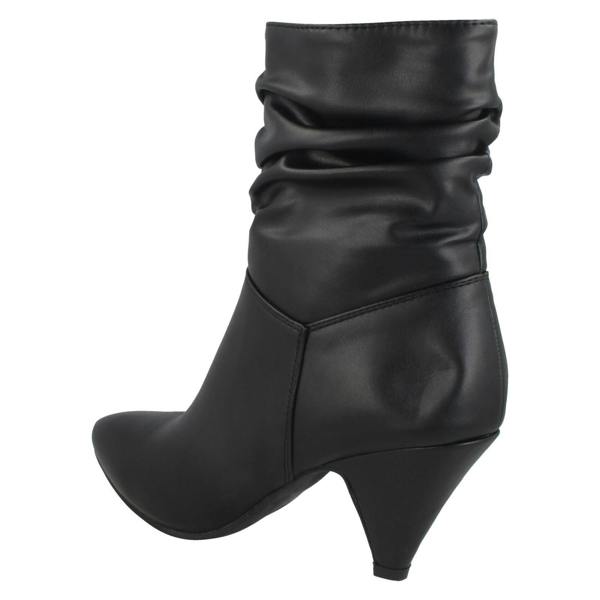 Spot On Ladies Spot On Mid Heel Rouched Ankle Boots F50897