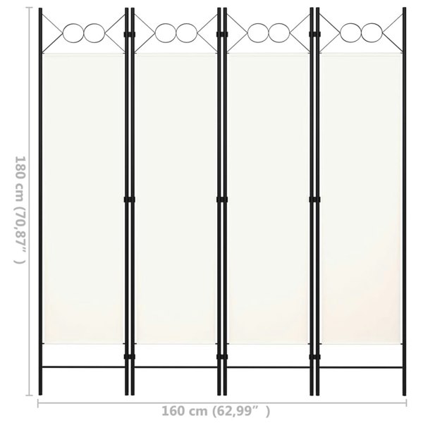 Berkfield 4-Panel Room Divider Cream White 160x180 cm