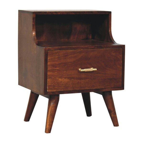 Wyld Haus Cortona Antique Mango Wood Raised Back Bedside Table