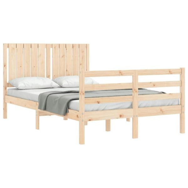 Berkfield Bed Frame with Headboard Small Double Solid Wood