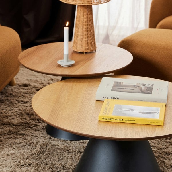 Furniture To Go Soli Round Coffee Table in Oak/Black 65x43cm
