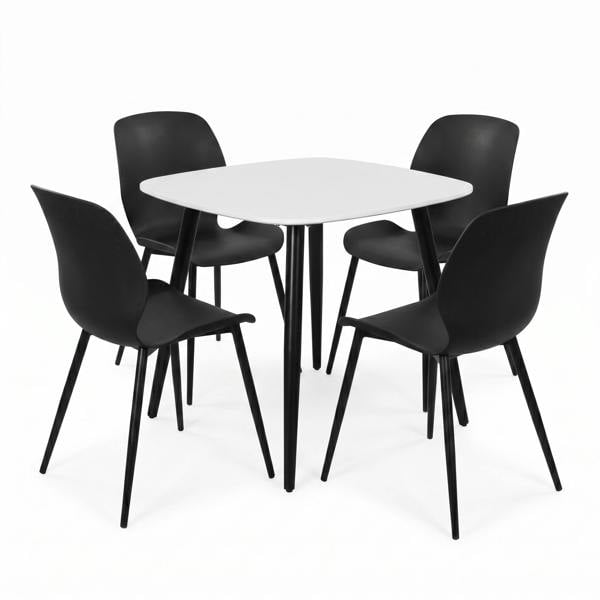 Core Products Aspen Dining Set - White Square Table & Carnaby Dining Chairs