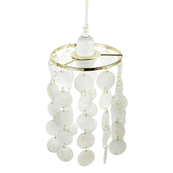 Pendant Light Shade with Cascading Natural Capiz Style Shell Discs Image 3