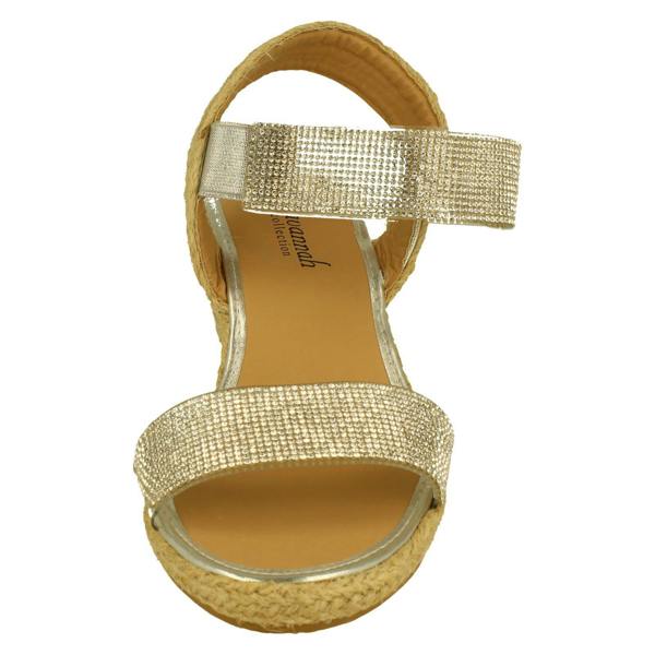 Savannah Ladies Savannah Wedge Open Toe Sandals With Diamonte Detail F2302