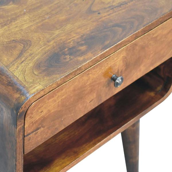Artisan Furniture Solid Wood Curve Open Slot Chestnut Bedside