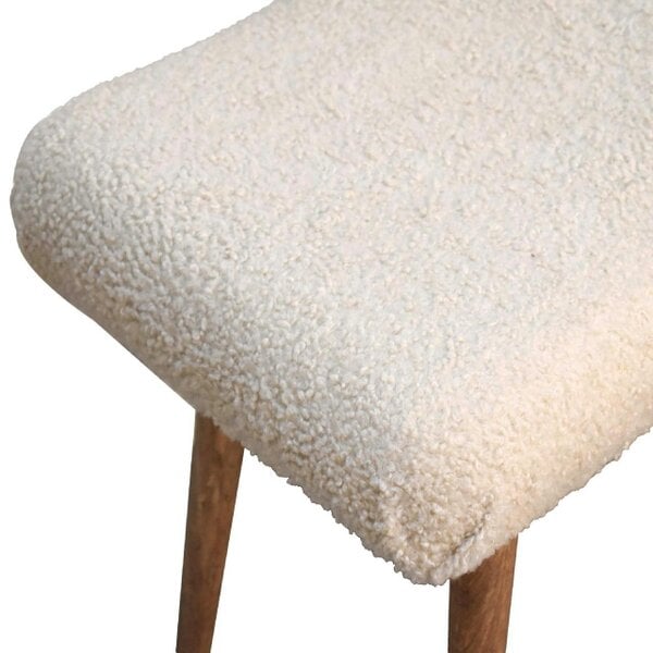 Wyld Haus Olbia Boucle Cream Curved Bench Mango Legs