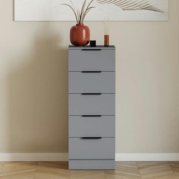 Vida Designs Trega 5 Drawer Narrow Chest, Black