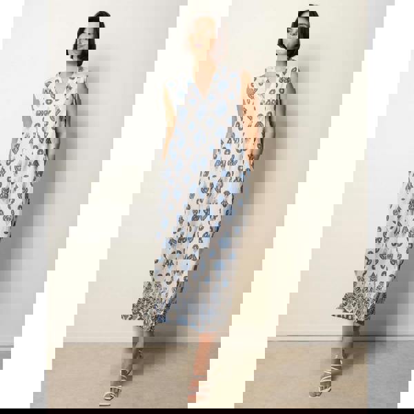 Blue Vanilla Floral Print A Line Dress