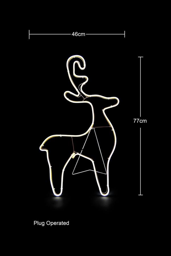 Reindeer Neon Effect Rope Light Silhouette with 90 Cool White LEDs, Indoor and Outdoor Size Options image 5
