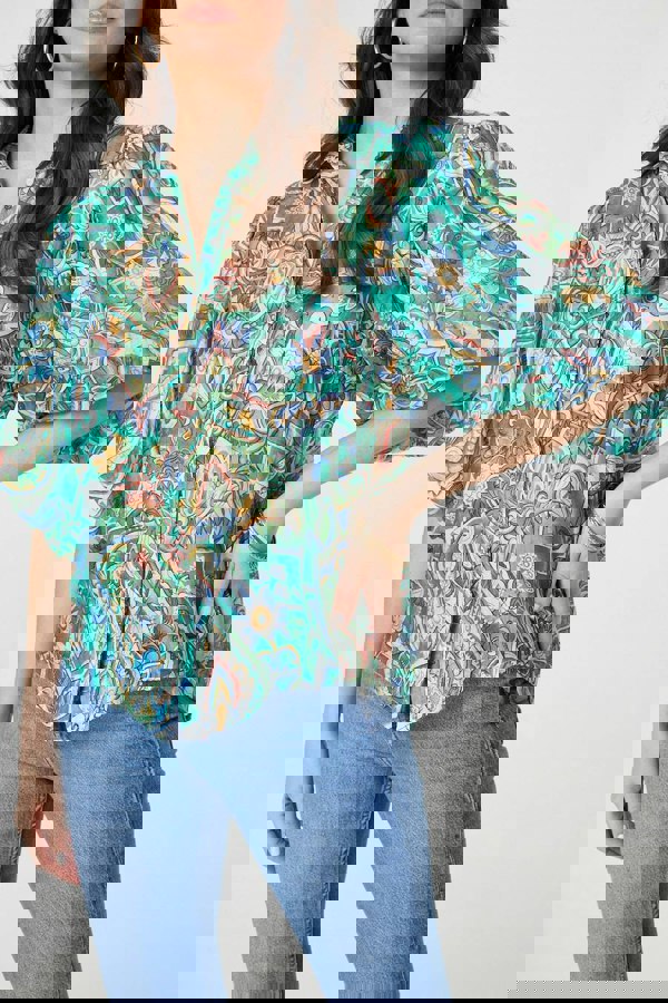 Green | Printed Puff 1/2 Sleeve Shirt