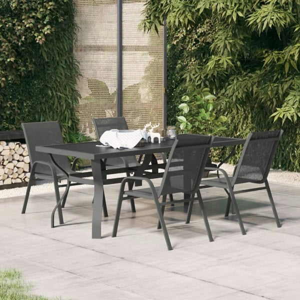 Berkfield 5 Piece Garden Dining Set Grey and Black
