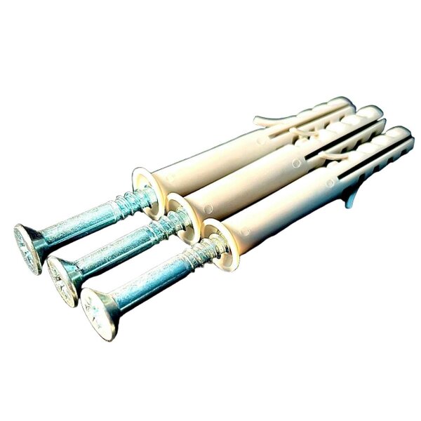 Fixaball Frame Fixing Nylon Plastic Plug Screw Pozi Countersunk Zinc 8mm 10mm