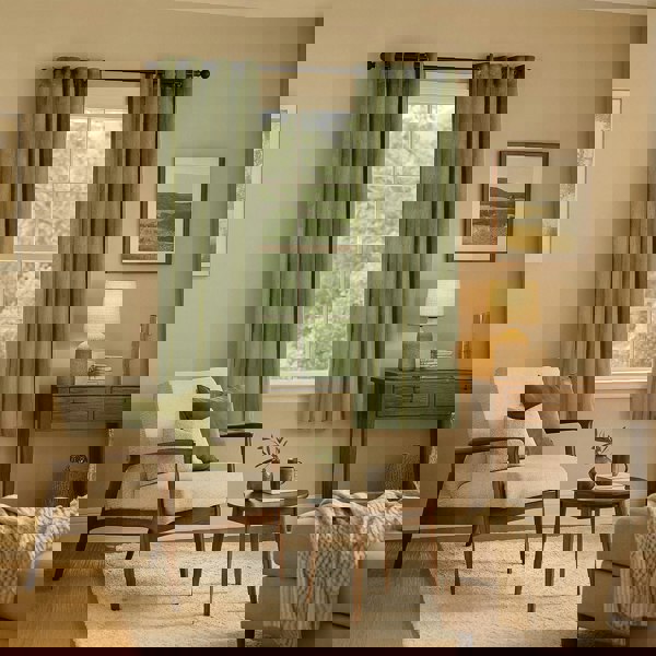 Olive Green Velvet Blackout Eyelet Curtains - 46x63 Inch Drop - Pair Image 6