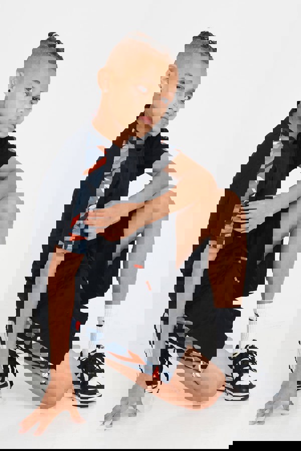 Beat Boyz Club Front Shorts - Black/Orange Geo