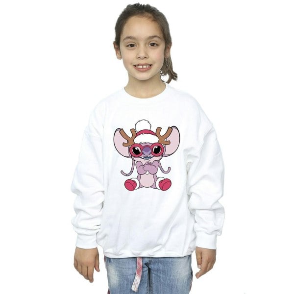 Disney Girls Lilo & Stitch Angel Reindeer Sweatshirt - White