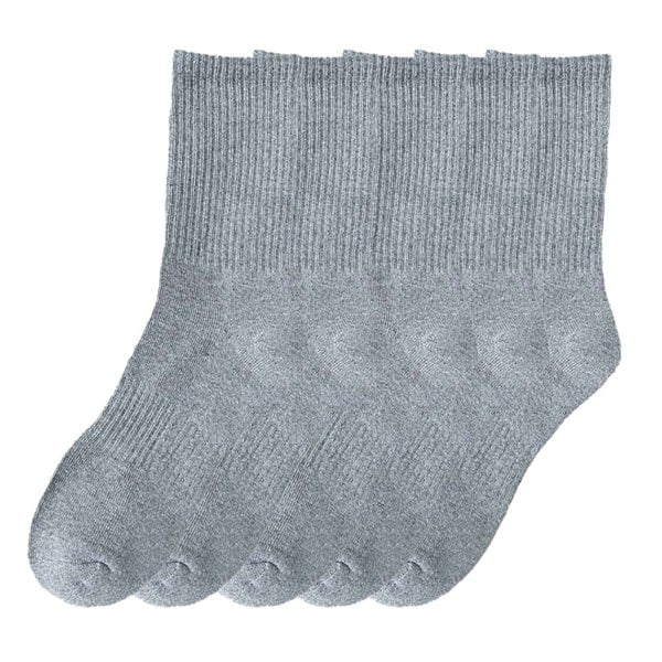 Anysox 5 Pairs Grey Size 10-14 Fashion Socks High Quality Office Sports Business Long Socks Cotton Solid Colors Skateboard Knitted Casual