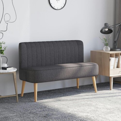Wyld Haus Kecoba Dark Grey Fabric Compact 2 Seater Sofa With Padded Seat And Wooden Legs
