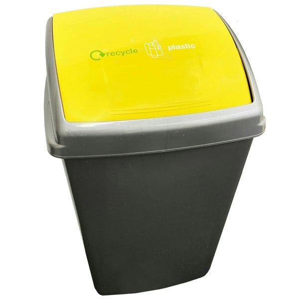 Set Of 3 Grey 50L Commercial Recycling Bins With Colour Coded Lids