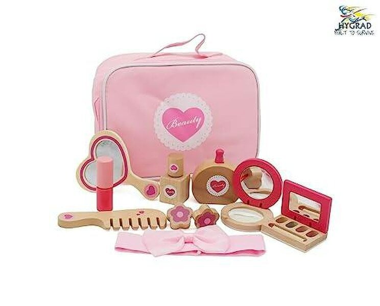 HYGRAD BUILT TO SURVIVE Kid's Wooden Make Up Toy Set Make Over Princess Make Up Toy Pretend Play Vanity Salon Girls Make Up Toy Set Gift HYGRAD®