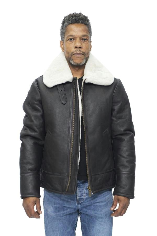 Infinity Leather Mens B3 WW2 Leather Sheepskin Aviator Flying Jacket-Hartland