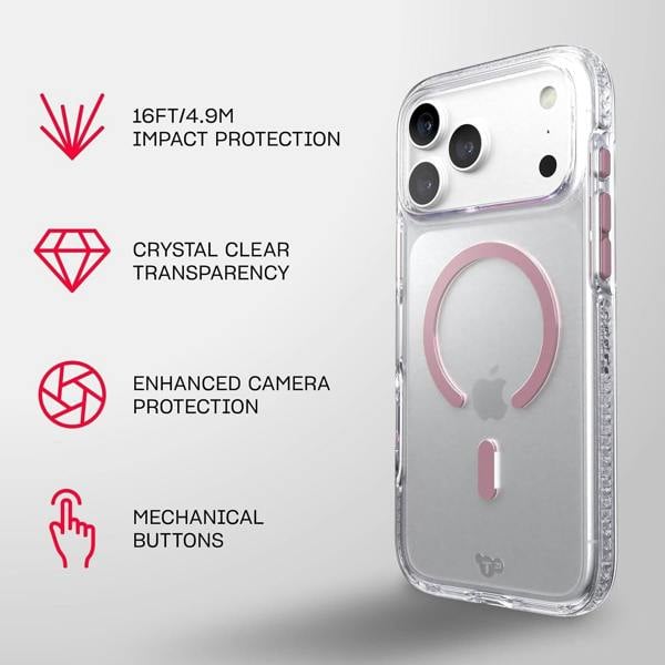 Tech21 Evo Crystal Case with MagSafe for iPhone 17/18 Pro Max 6.9" Clear Pink - T21-11702