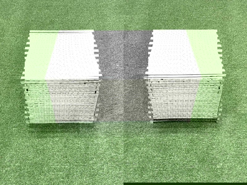 Fimous Garden Outdoor PE Rattan Furniture Set 6 Seater Rattan Garden Sofa Set with Side Table Light Grey Mixed