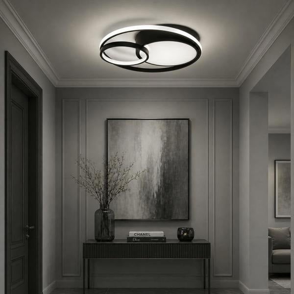 Pagazzi Lighting Adara Matt Black LED Flush Ceiling Light