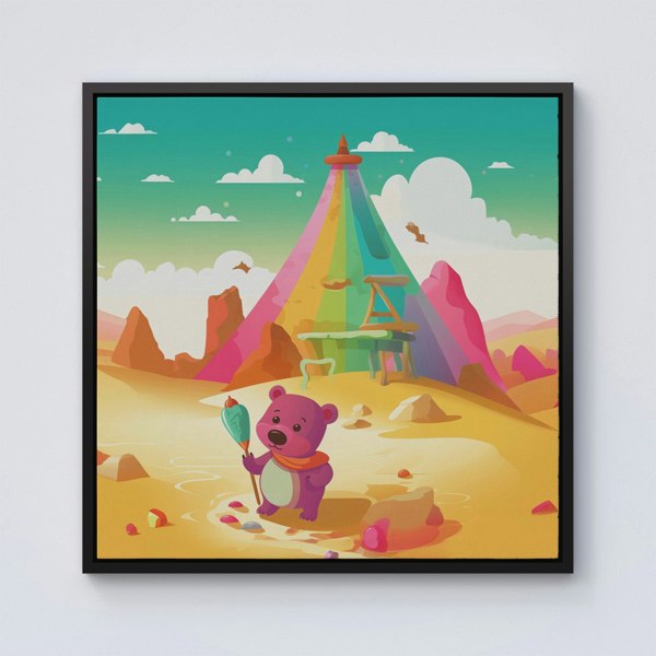 Warren Reed Purple Bear On A Beach Holiday Framed Canvas