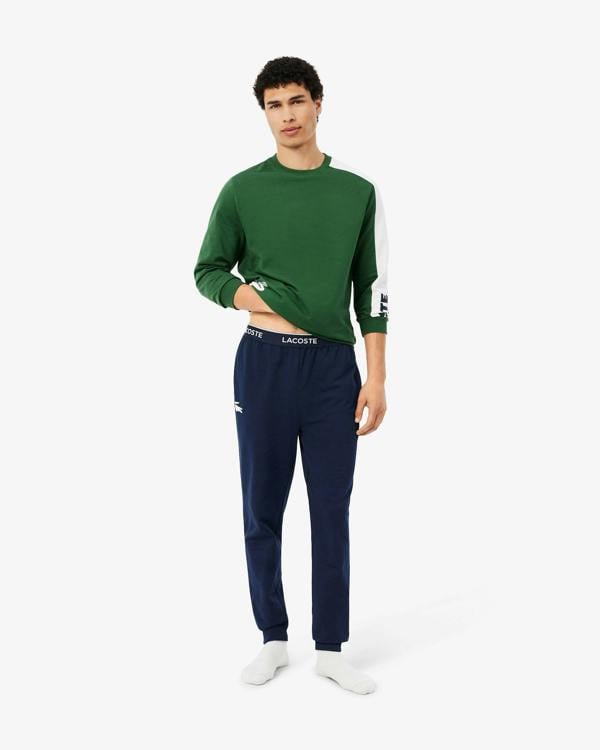Lacoste Fleece Mens Loungewear Pants - Navy Blue/White 525 | CHO | Designer Mens Loungewear Pants