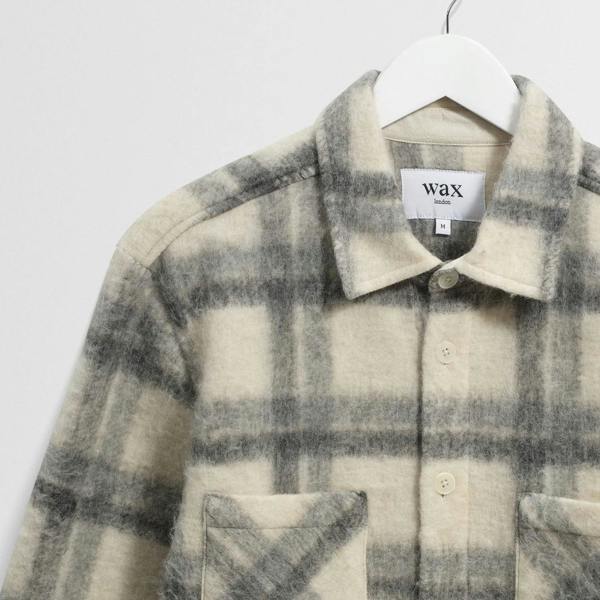 Wax London Whiting Ash Wool Blend Check Overshirt