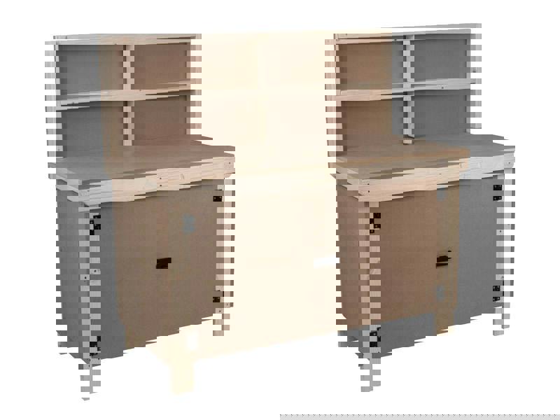 Arbor Garden Solutions Wooden MDF Top Workbench With Lockable Cupboard (V.9) with back panel and double shelf