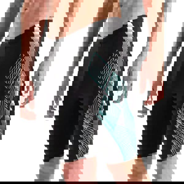 Arena Sea Water Swim Jammer black and teal geometric trunks