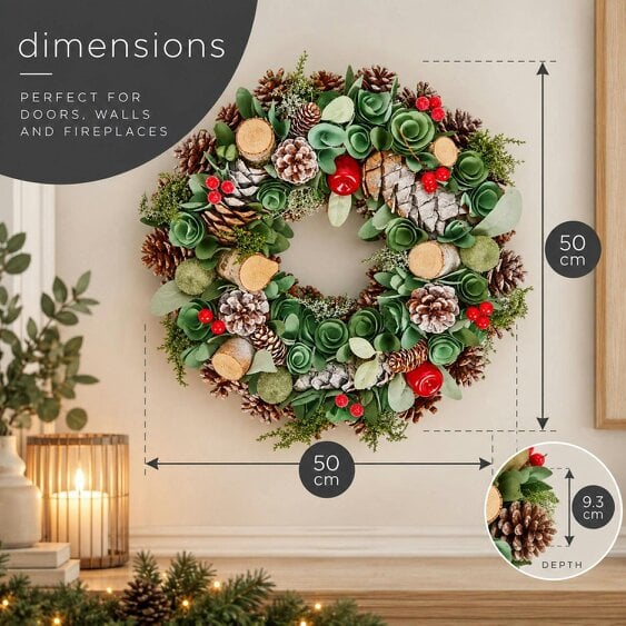 Neo Christmas Woodland Wreath Front Door 50 cm