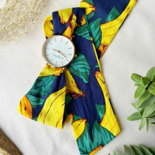 The Colourful Aura Colourful Fabric Strap White Dial Tie Knot Wrist Watch