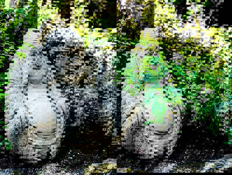 Medium Stone Cast Happy Buddha Sculpture