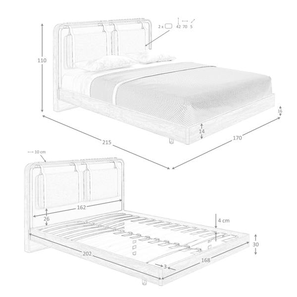 Angel Cerdá Fabric Bed in Beige and Grey 7224