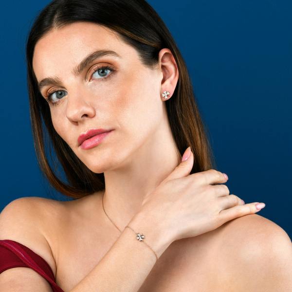 namana Rose Gold Plated 925 Sterling Silver Dainty Lucky 4-Leaf Clover Bracelet For Women