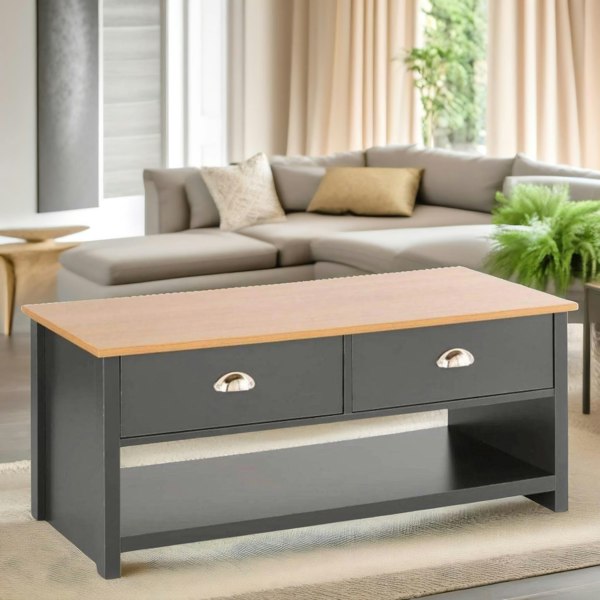 Rafaelo Mobilia Coffee Table With 2 Drawers Dark Grey