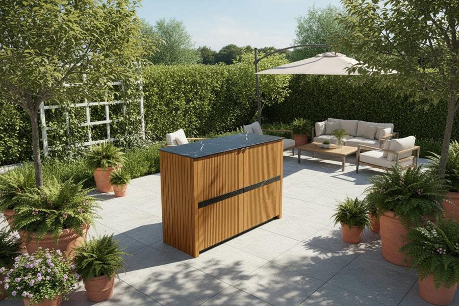 Ocean Designs Avellino Teak Outdoor Kitchen Double Door Unit
