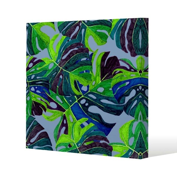 Benjamin Tate Design hand drawn exotic plants Slim Style Canvas Print  20x20cm , 15mm Slim Real wood.