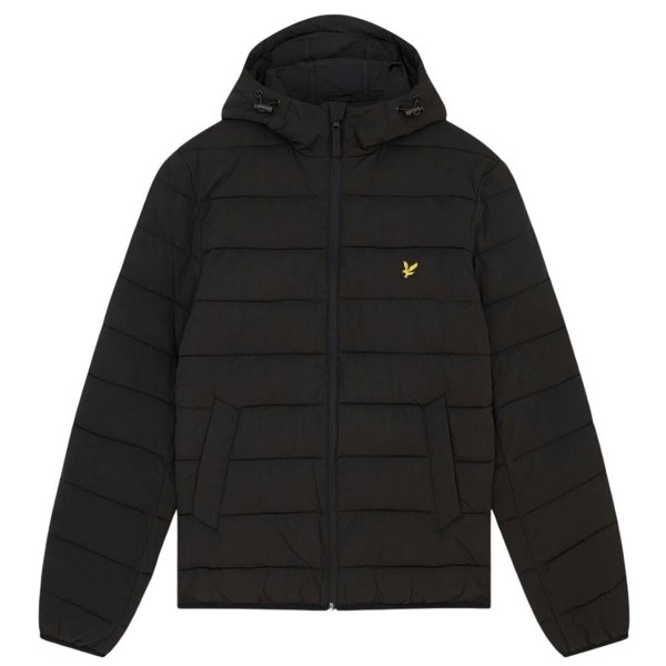 Lyle & Scott Branded Hooded Puffer Jacket - Black