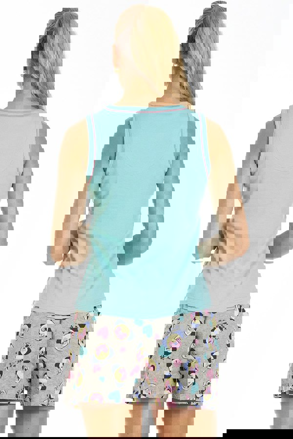 Camille Womens Short Cotton Aqua Dog Print Pyjama Set