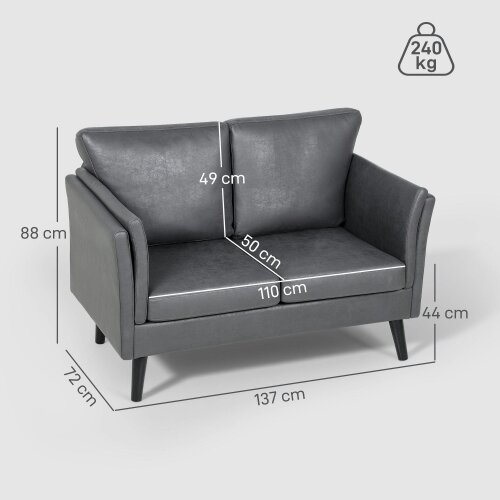 Wyld Haus Ravi Grey Faux Leather 2 Seater Sofa