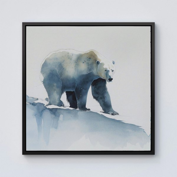 Warren Reed Polar Bear Watercolour Framed Canvas