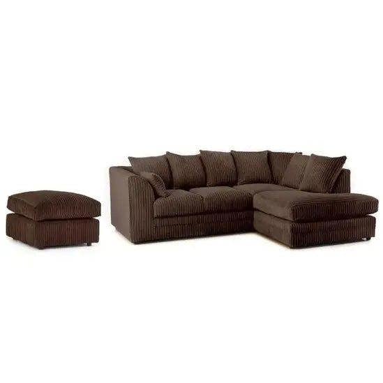 Snug Furniture Jumbo Cord Right Hand Corner Sofa With FREE Footstool