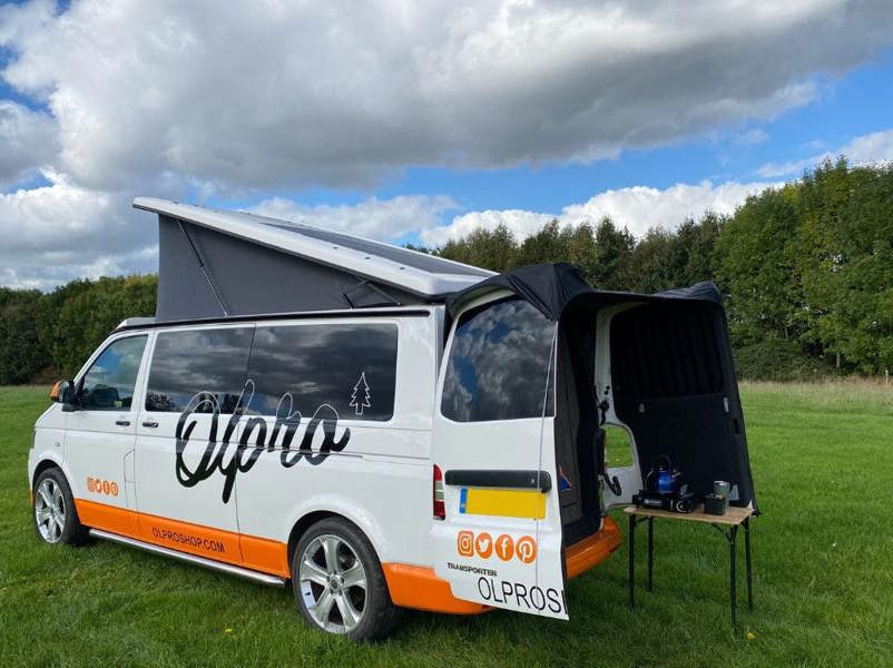 OLPRO VW T5/T6 Barn Door Bundle - Barn Door Campervan Canopy, 2x Rear Barn Door Storage Organisers, Tunnel Mat
