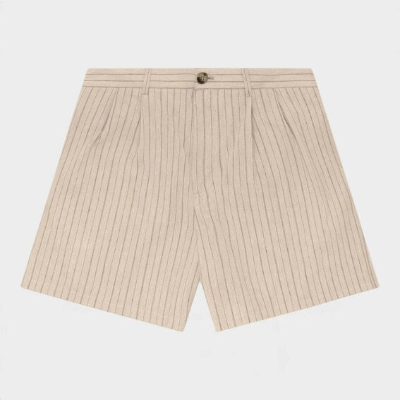 Aimé Leon Dore Double Pleated Linen Short Sand Stripe