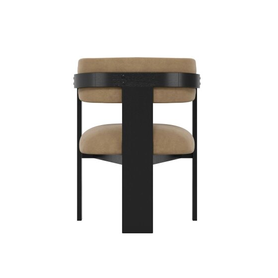 Wyld Haus Thurles Upholstered Tan Velvet and Black Wood Dining Chair